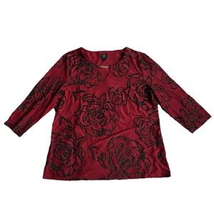JM Collection Women's Red Festive Holiday Blouse Size XXL NEW
